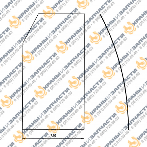 Стекло лобовое 1404.53793.00.00.00 5мм (735x1375) для железнодорожного крана КЖ-462 заказать по оптовой цене с доставкой по всей России и СНГ