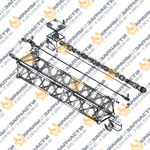 Оборудование для удлинения стрелы (23-16000, 24-16000) в сборе для железнодорожного крана КДЭ-163, КДЭ-253, КЖДЭ-16, КЖДЭ-25, КЖ-461, КЖ-561, КЖ-661, КЖС-16, КЖ-462, КЖ-562, КЖ-662 заказать по оптовой цене с доставкой по всей России и СНГ