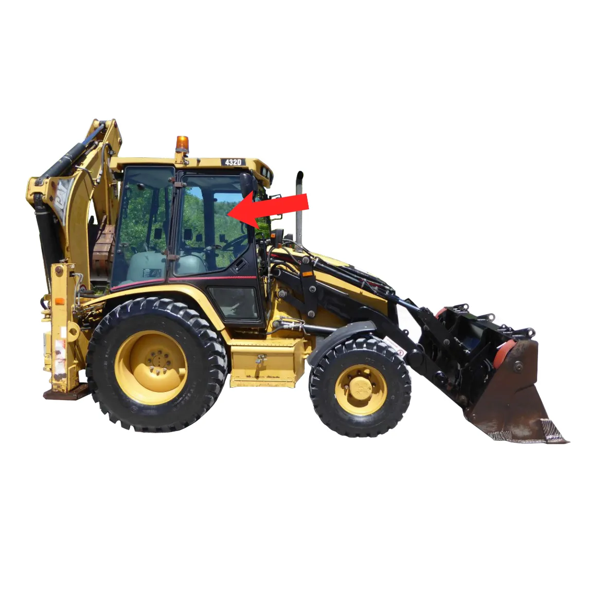 Стекло дверное правое верхнее (закаленное) 3822274 для экскаватора-погрузчика Caterpillar 428f2, 432f2, 434f2, 444f2 2017