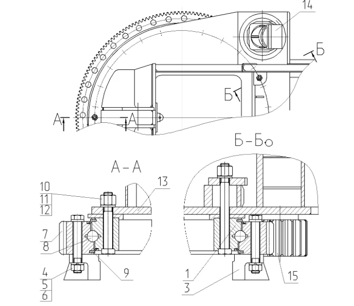 Схема опорно-поворотного устройства КС-4574-17.100-04