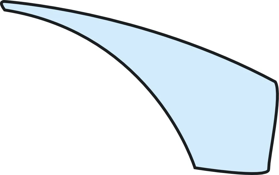Стекло дверное правое нижнее (закаленное) 47685536 для экскаватора-погрузчика Case 570 ST