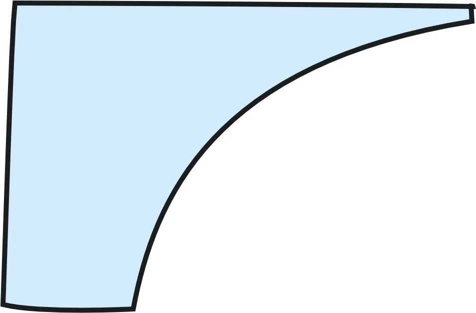 Стекло дверное нижнее левое (закаленное) 85801625 для экскаватора-погрузчика Case 580R, Case 580T, Case 580SR, Case 695SR, Case 580ST, Case 590ST, Case 695ST