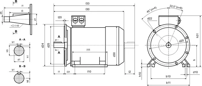 Габаритные размеры AMTF 132M6 IM2001-2002