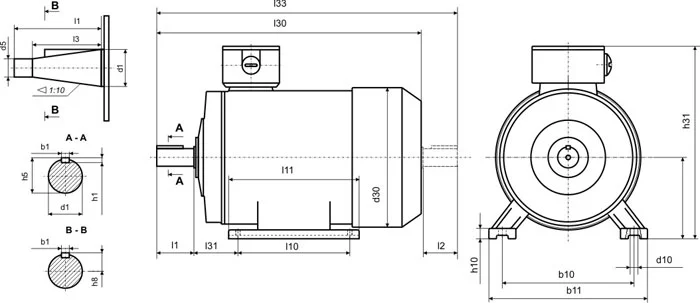 Габаритные размеры AMTF 132M6 IM1001-1002