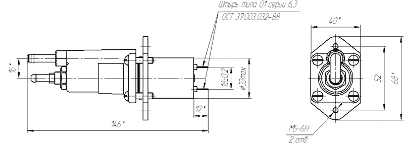 Насос топливный 27.1106010-50 (12В, 24В) - чертеж 2