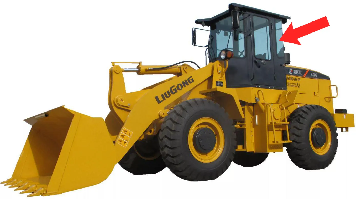 Стекло заднее левое (закаленное) для погрузчика фронтального LiuGong 836