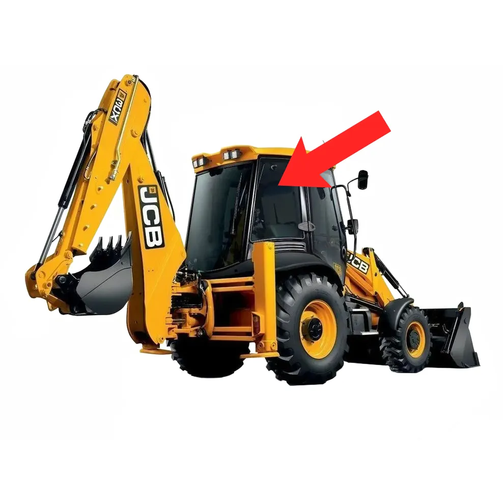 Стекло кузовное заднее правое неподвижное (закаленное) 827/80150 для экскаватора-погрузчика JCB 3cx-4cх 2001