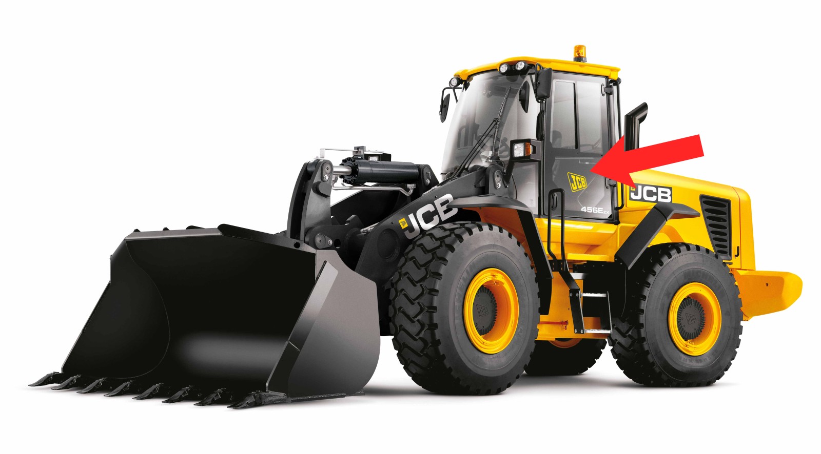 Стекло дверное левое с вырезом под форточку и рамкой с форточкой большое в сборе (закаленное) для погрузчика фронтального JCB 456xz