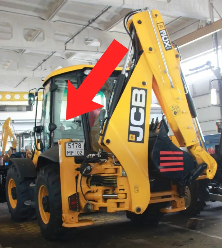 Стекло кузовное заднее левое плоское (закаленное) 827/80269;827/80248 для экскаватора-погрузчика JCB 3cx-4cх 2003