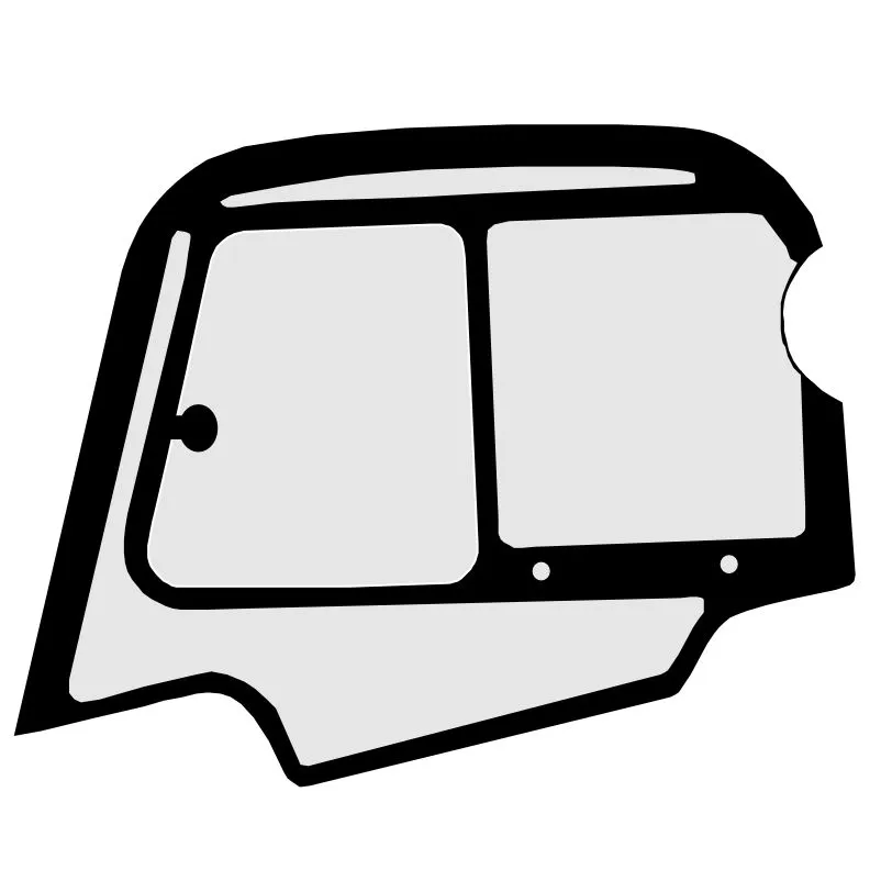 Стекло дверное левое для мини-погрузчика Volvo MC135C, MC110C, MC115C маленький вырез - рамка-форточка  в сборе (закаленное) 