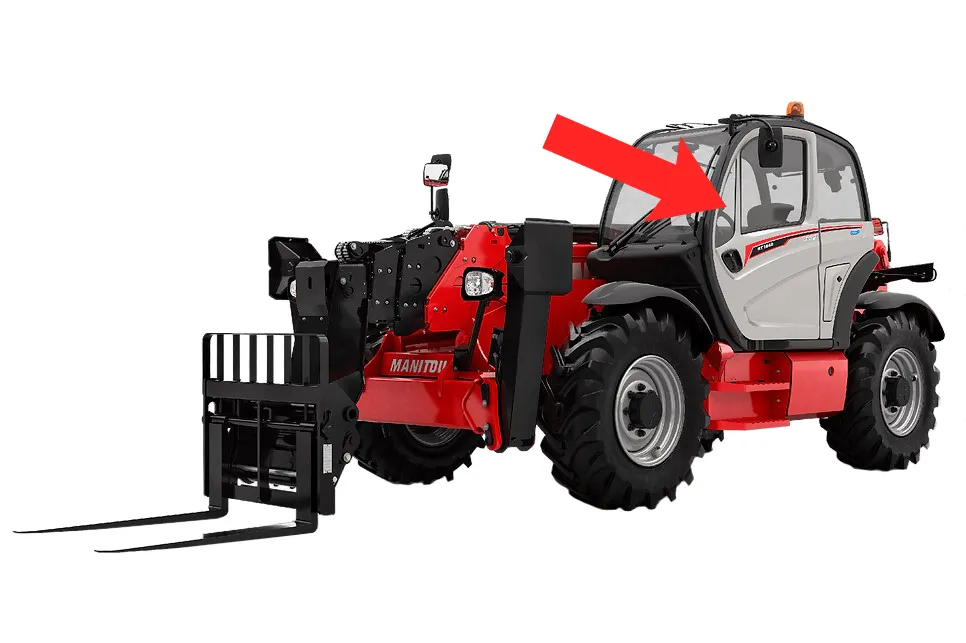 Стекло кузовное левое (закаленное) для погрузчика телескопического Manitou MT1840