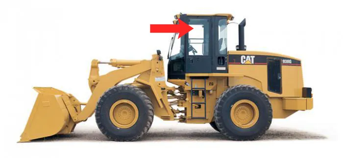 Стекло дверное левое правое верхнее подвижная форточка (закаленное) для погрузчика фронтального Caterpillar 938g