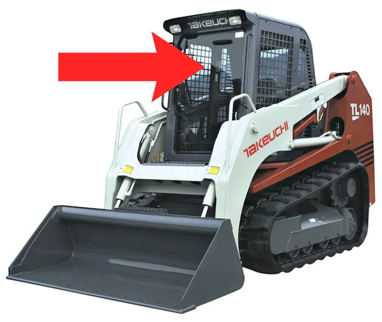 Стекло лобовое (закаленное) для мини-погрузчика Takeuchi Tl130, Tl140