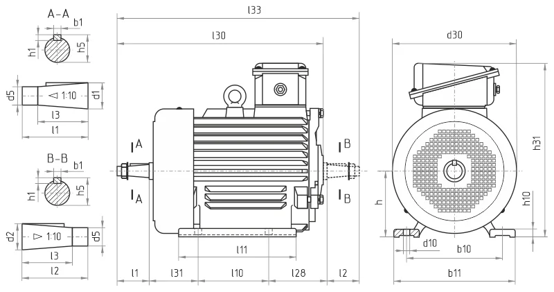 Габаритные размеры МТН 280S10 IM1003-1004