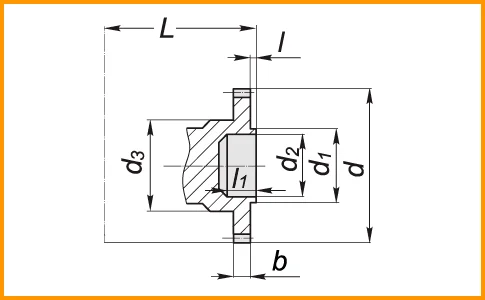 Присоединительные размеры тихоходного вала в виде части зубчатой муфты