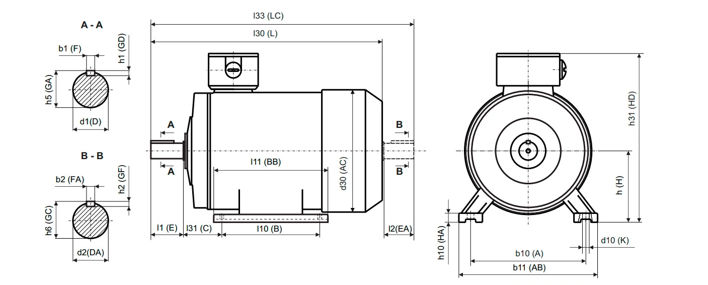 Габаритные размеры общепромышленного электродвигателя АИР IM1081