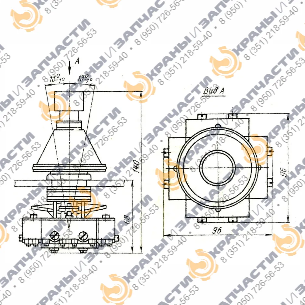 Переключатель крестовой (крестовый) ПК12-21Д801-54 УХЛ3, 380В/50Гц, 10А IP54 - чертеж 1