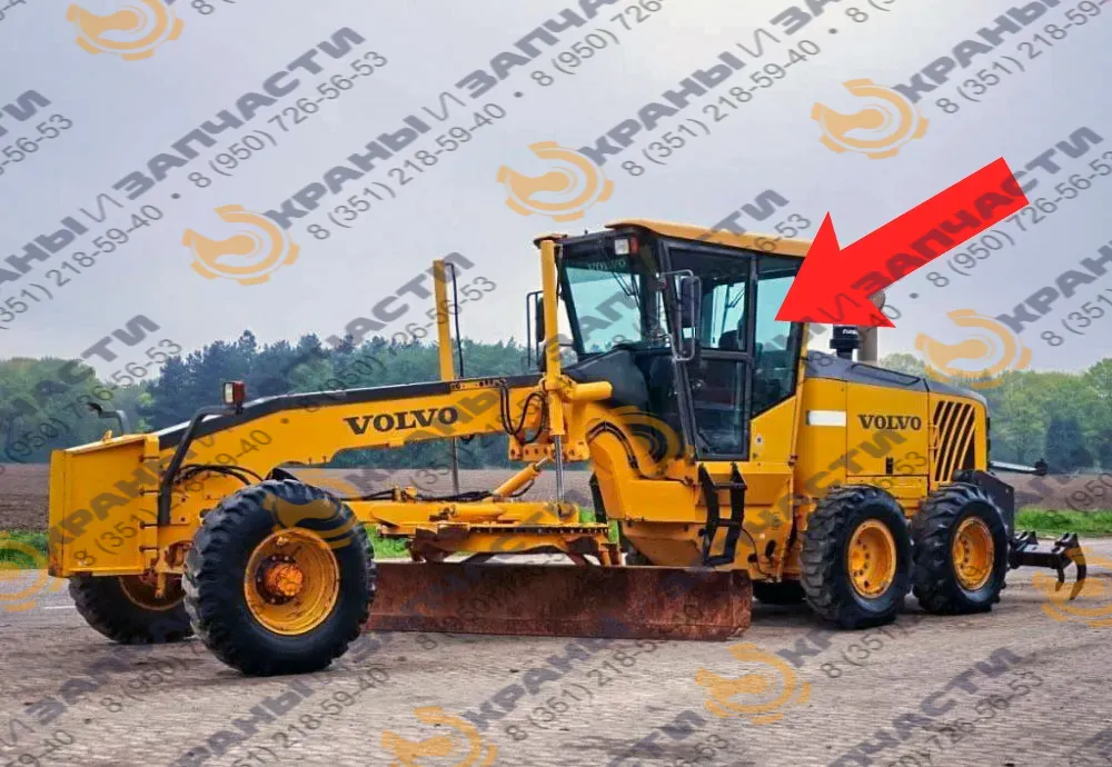 Стекло кузовное заднее левое (закаленное) для автогрейдера Volvo G976