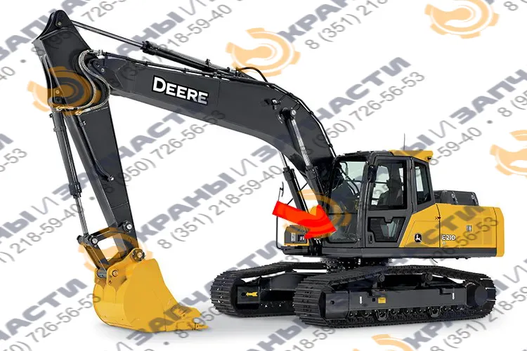 Стекло лобовое нижнее (закаленное / триплекс) для экскаватора John Deere Е210LC, E240LC, E260LC, E300LC, E330LC, E360LC
