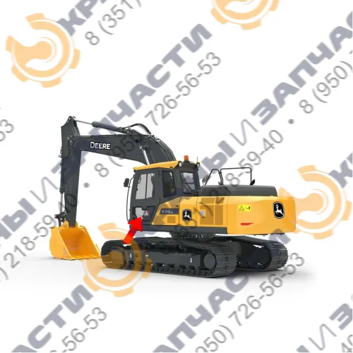 Стекло дверное левое нижнее (закаленное) для экскаватора John Deere e210lc, е240lc, e260lc, e300lc, e330lc, e360lc