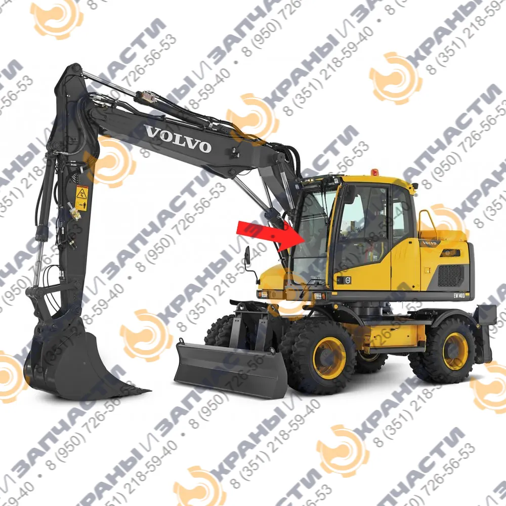 Стекло лобовое верхнее (закаленное) VOE14506807 для экскаватора Volvo EW140b, 460Blc 2003