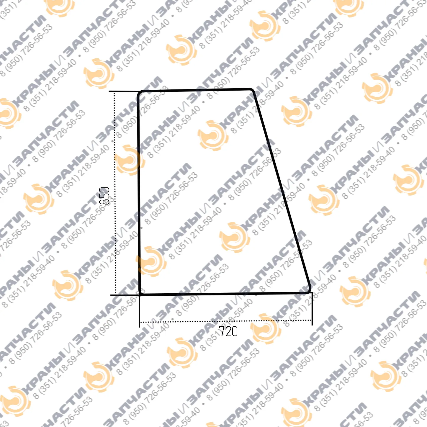 Стекло кабины 5Т-4390 850х720 мм (триплекс) мостового крана