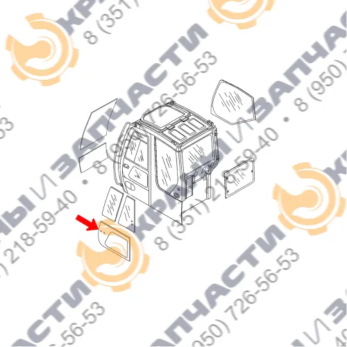 Cтекло двери нижнее для экскаватора John Deere 75C, 80C, 135C RTS, 225 CLC RTS