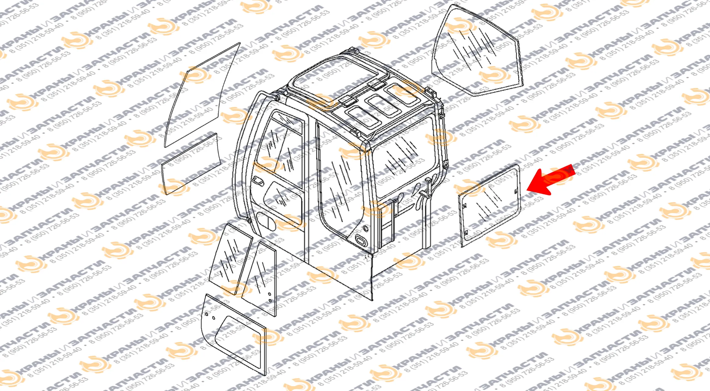 Cтекло заднее для экскаватора John Deere 75C, 80C, 135C RTS, 225 CLC RTS