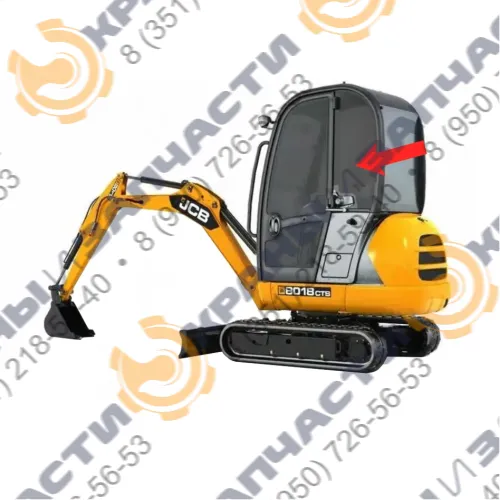 Стекло кузовное заднее левое (закаленное) для мини-экскаватора JCB 8018cts