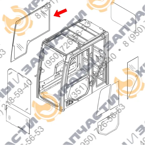 Стекло правое 2018 года 4865427 для экскаватора Caterpillar 323 2018