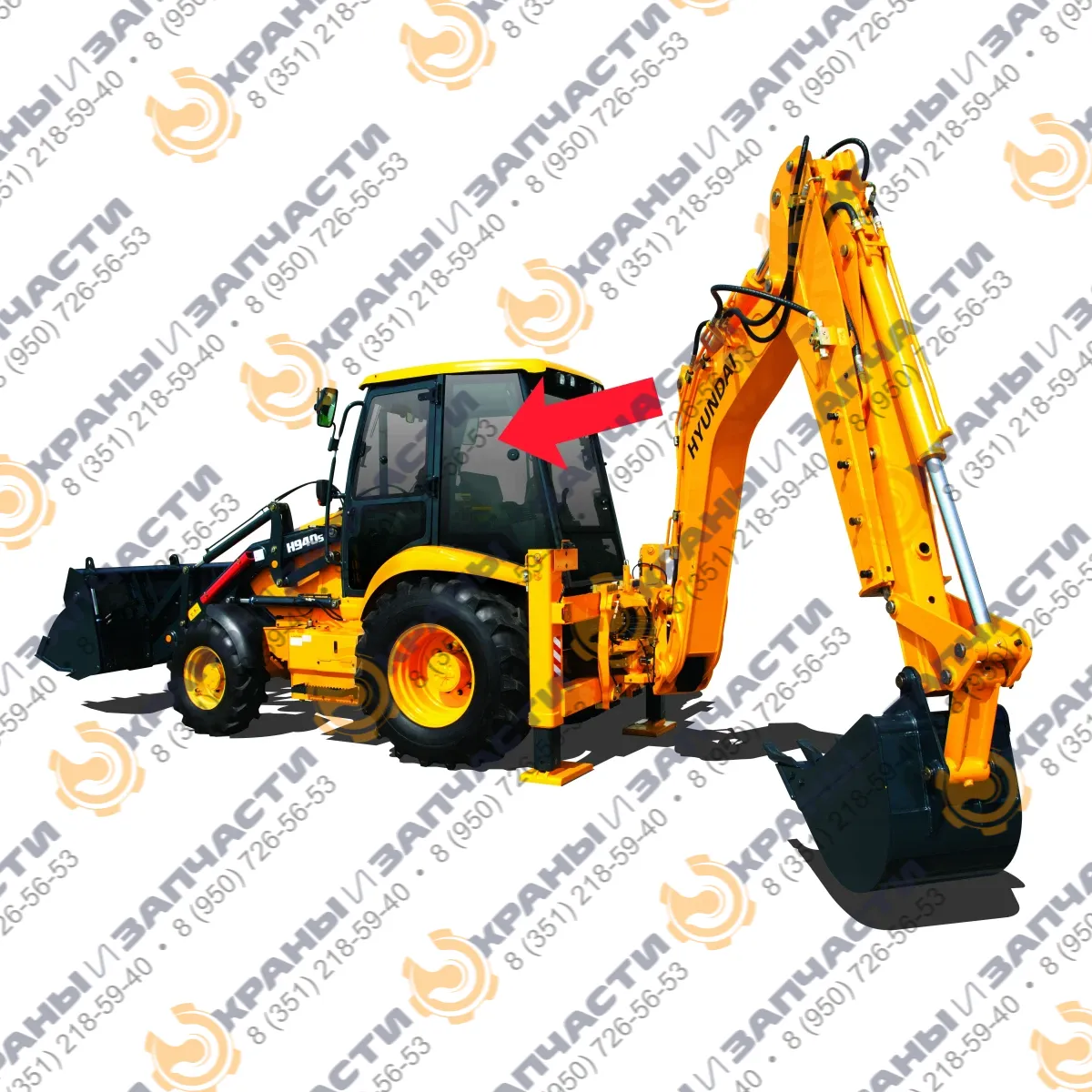 Стекло кузовное левое оригинал (закаленное) 971U6-01244 1599*785 для экскаватора-погрузчика Нуundai H940s