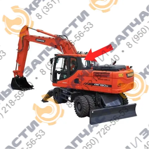 Стекло заднее (закаленное) для экскаватора Doosan DX190, 225, 300NLCV