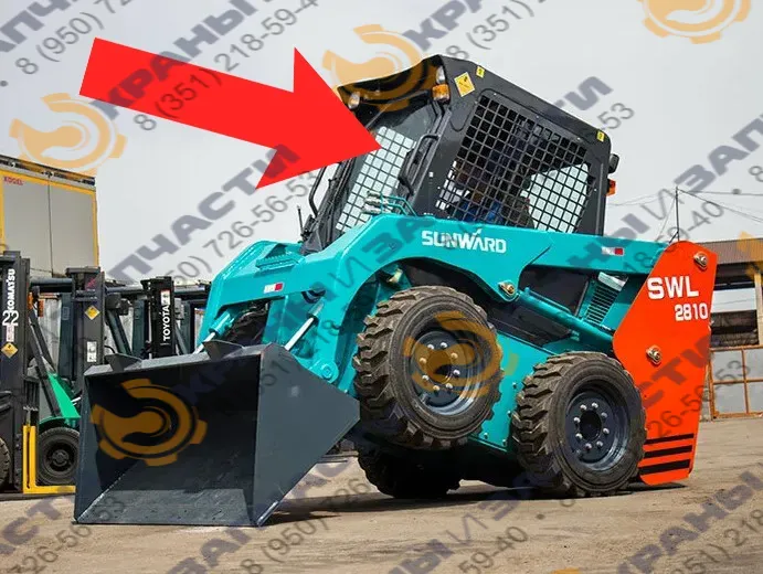 Стекло лобовое (закаленное) для мини-погрузчика Sunward SWL2810, SWL3210