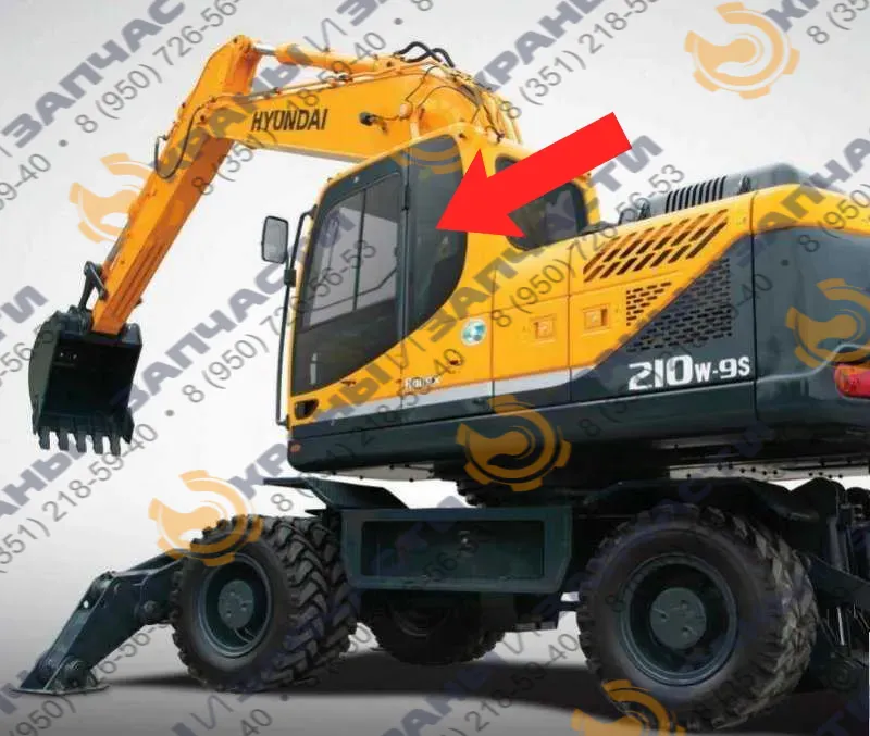 Стекло кузова 480х1125 71Q6-02721, 71Q6-02720 заднее левое гусеничного, колесного экскаватора Hyundai Robex 210 lc-9, 260 lc-9, 290 lc-9, 300 lc-9, 330 lc-9