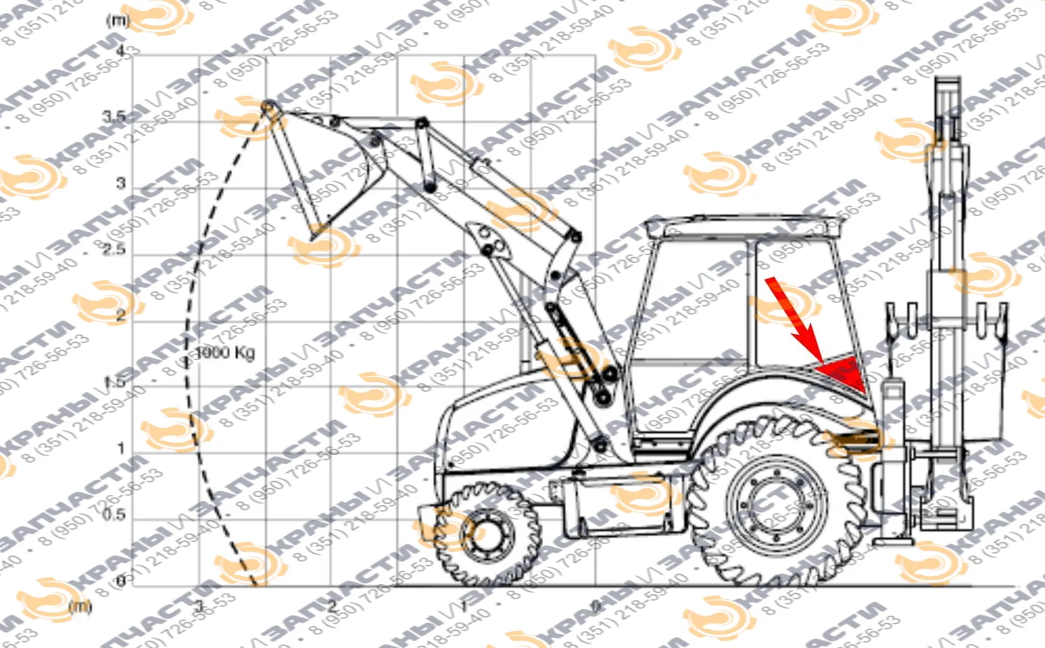 Стекло кузовное нижнее левое треугольник (закаленное) для экскаватора-погрузчика Case 580ST