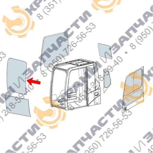 Стекло лобовое верхнее (закаленное/триплекс) для экскаватора Sdlg (LGCE) LG6210E, LG6250E