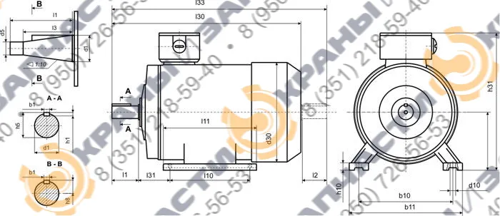 Чертеж Электродвигатель крановый  МТF-311-8 (IM 1001) 3-й габарит с фазным ротором, 7,5 кВт, 690 об/мин
