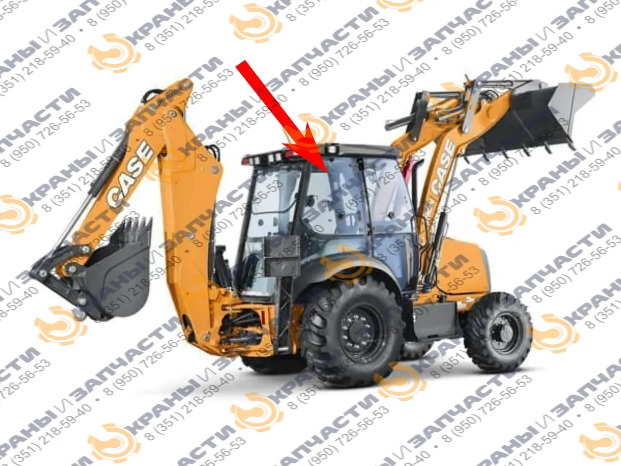 Стекло кузовное правое заднее (закаленное) для экскаватора-погрузчика Case 570ST