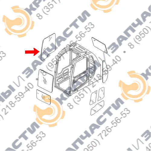 Стекло правое 20Y-54-35132 для Komatsu PC200-6, PC300-6, PC400-6 