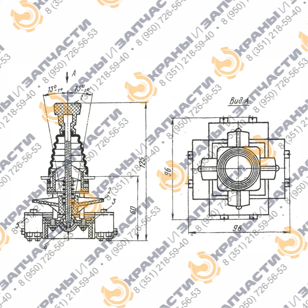 Переключатель крестовой (крестовый) ПК-12-21-802-54 УХЛ3 380В/50Гц 10А IP54 - чертеж 1