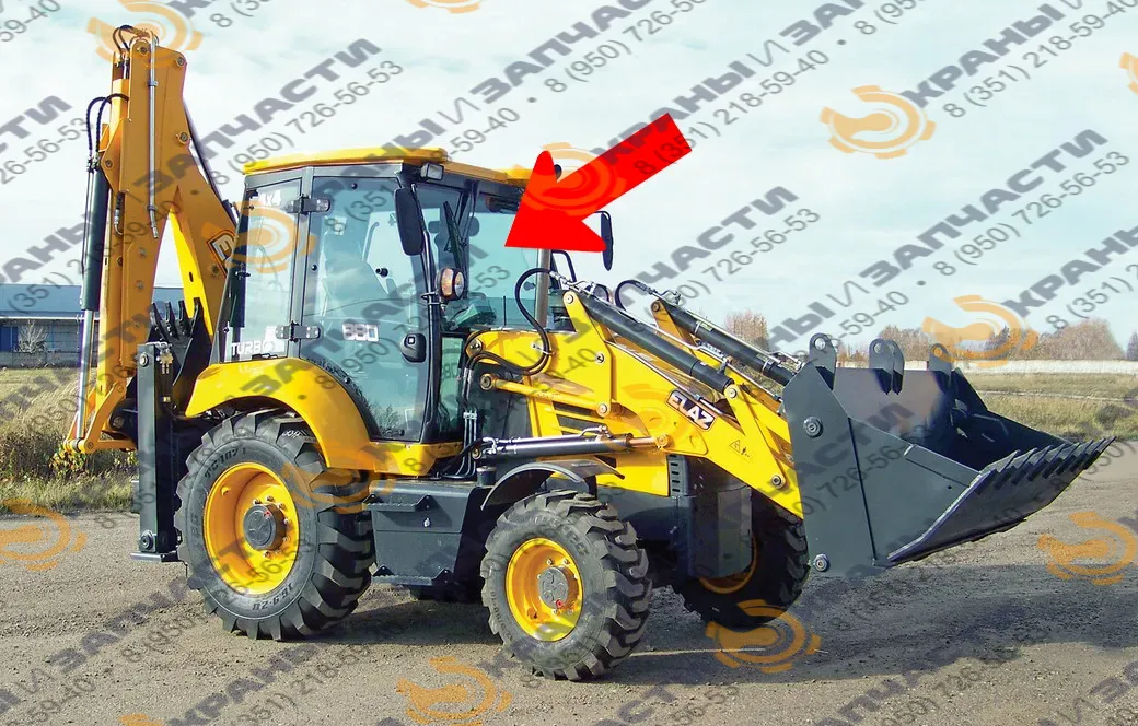 Стекло лобовое кабины экскаватора / фронтального погрузчика Елаз 204970241 ELAZ-BL 880 (6мм, зелёное) 1303х904