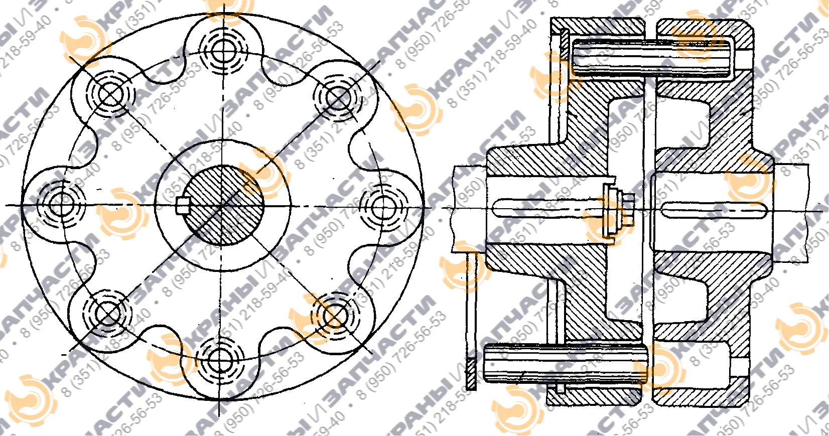 Муфта упругая ф200 КС-12,5/20.17.04.000СБ крана козлового КК-12,5 (Бываловский машиностроительный завод) Ремстройдормаш - чертеж 1