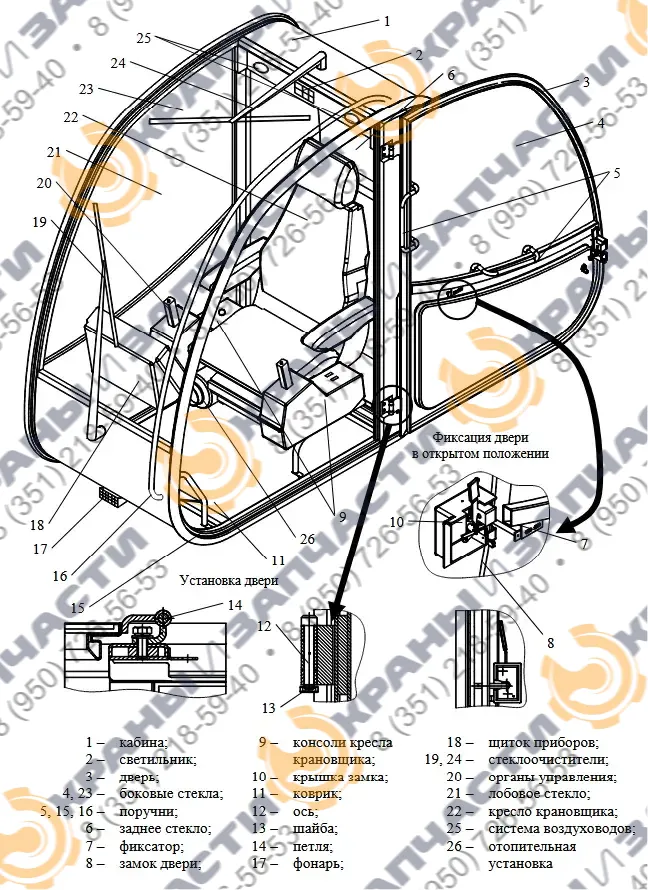 Стекло боковое с форточкой МСИМ 32.700.023СБ новой кабины «Ивановец»  - чертеж 1