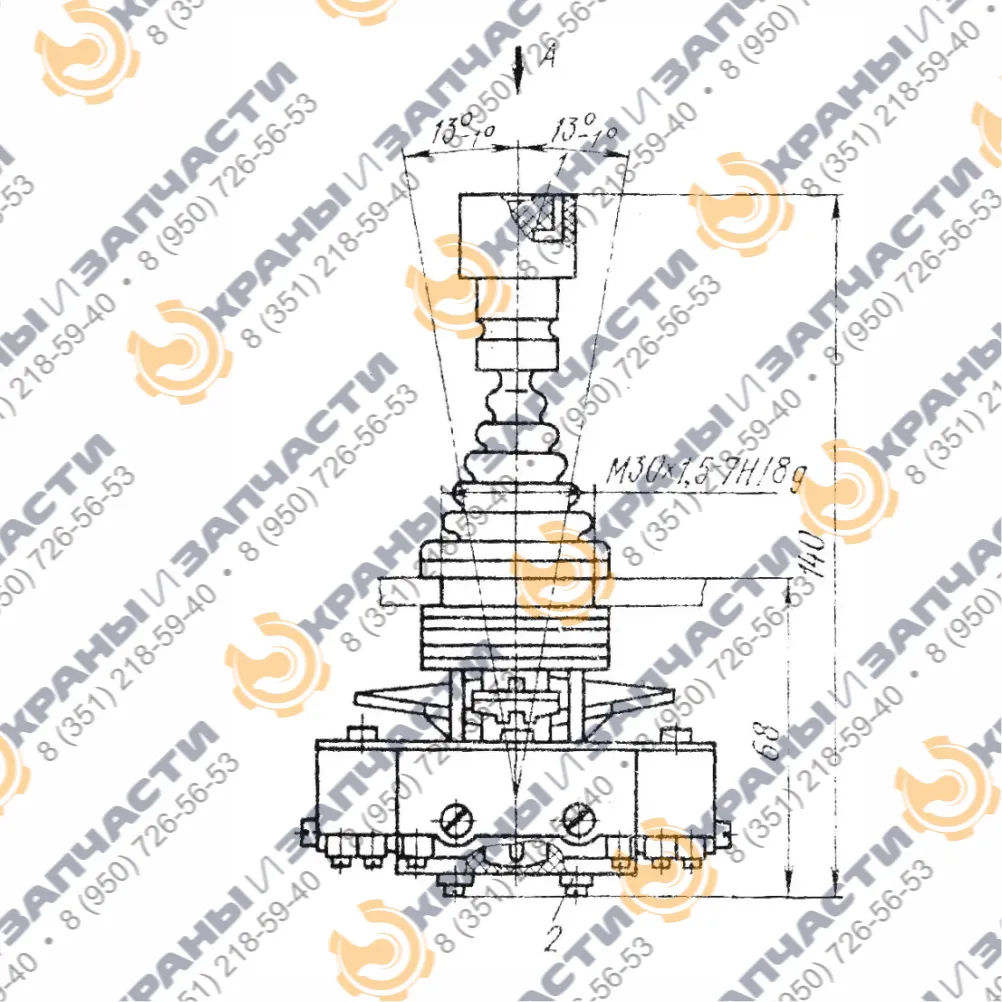 Переключатель крестовой (крестовый) ПК12-21-821-54 УХЛ3 380В/50Гц 10А IP54 - чертеж 1