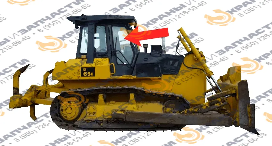 Стекло дверное левое правое 1130 мм (закаленное) для бульдозера Komatsu D65E-12