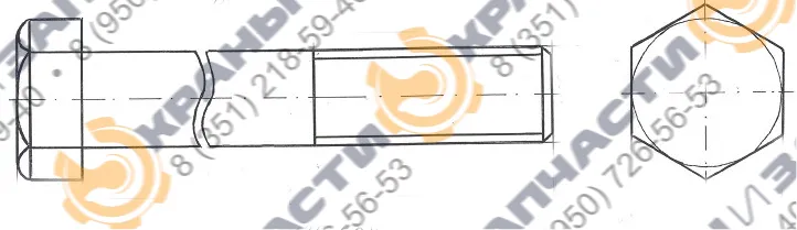 Чертеж Болт M30-6gх180.109.019 КБ-405.2А.01.00.012 крепления ОПУ башенного крана