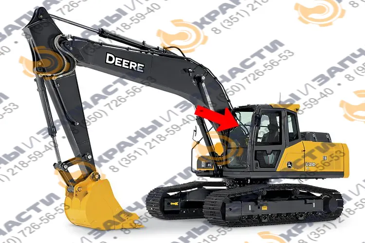Стекло лобовое верхнее (закаленное / триплекс)  для экскаватора John Deere Е210LC, E240LC, E260LC, E300LC, E330LC, E360LC