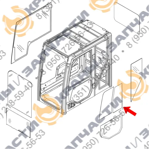 Стекло двери верхнее заднее 2018 года 5382252 для экскаватора Caterpillar 323 2018 