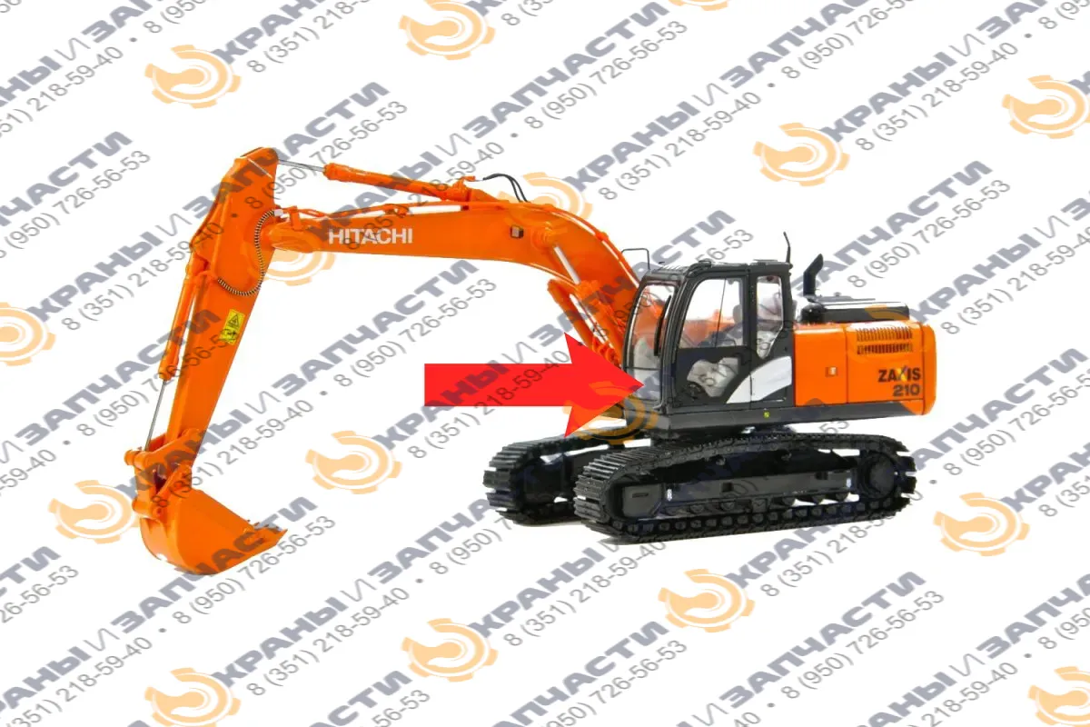 Стекло лобовое нижнее с шелкографией (закаленное) 4651654LHE для экскаватора Hitachi Zaxis 180, 200, 210, 240, 250, 270, 280, 300, 330, 350, 400, 470 3G-5G