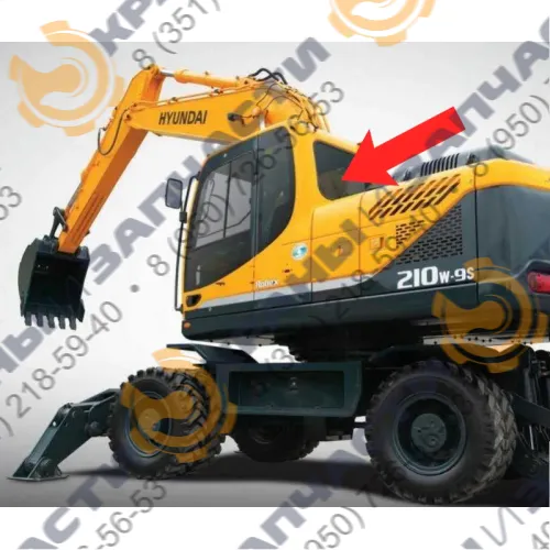 Стекло заднее (закаленное) 71N6-02750 для экскаватора Нуundai Robeх 210lc-7, 260lc-7, 290lc-7, 300lc-7, 330lc-7, 450lc-7, 480lc